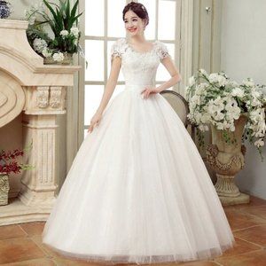 NEW Lace Flower Wedding Dress Ball Gown Wedding Gown  Sizes 4-26